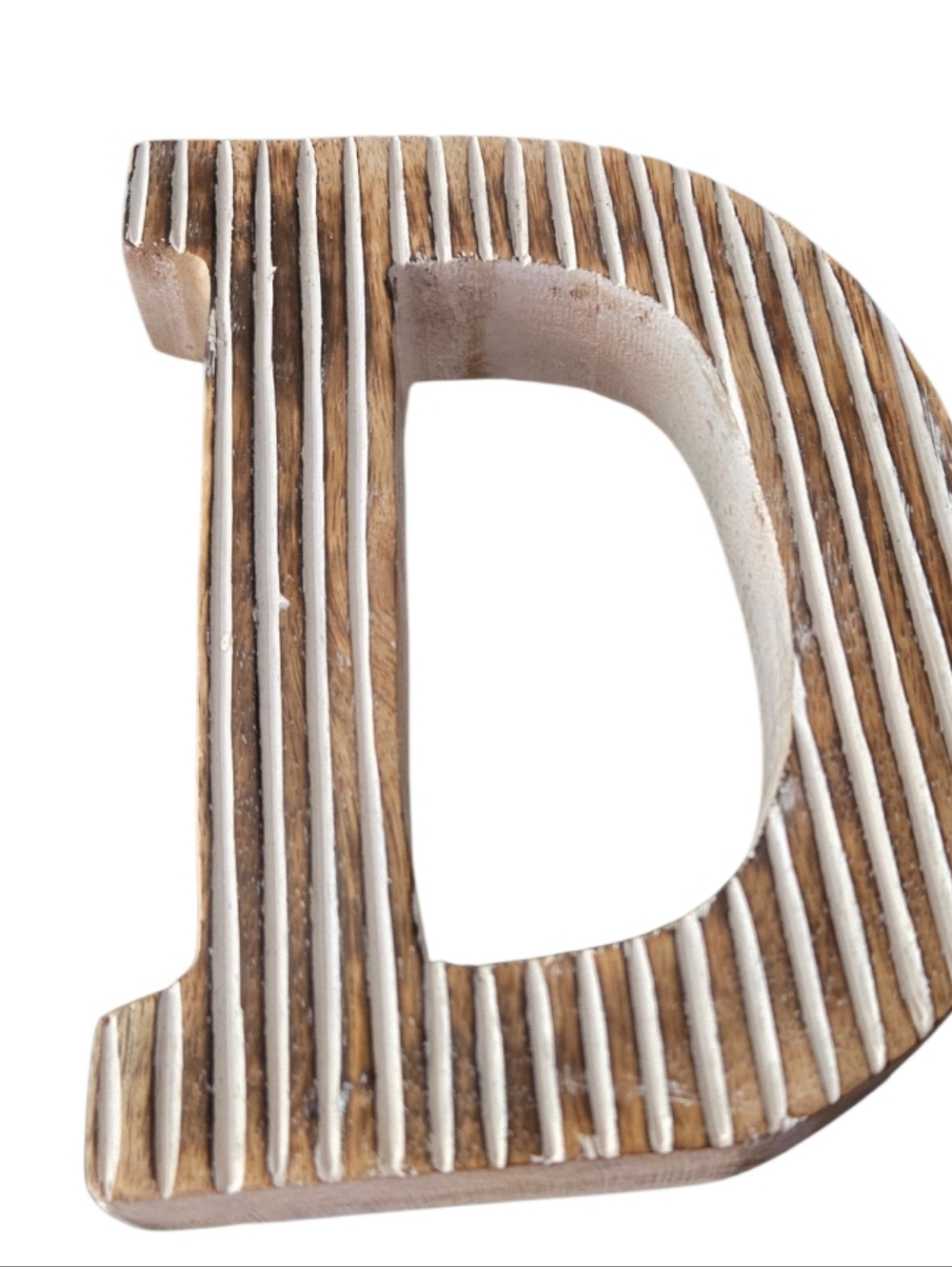 Rustic Wooden Letter D Wall Accent in Brown and White - Picture 2 of 3
